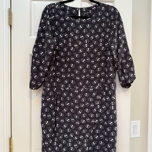 Steven Dan Dark Gray Floral Long Sleeve Dress M